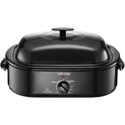 VEVOR Roaster Oven, 18QT Fast-Cooking Turkey Roaster, 150-450℉ Adjustable Temperature Turkey Oven with Self-Basting Lid, Removable Pan and Rack, Defrost & Warm Function, Electric Roasting Pan for Home