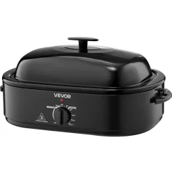 VEVOR Roaster Oven, 18QT Fast-Cooking Turkey Roaster, 150-450℉ Adjustable Temperature Turkey Oven with Self-Basting Lid, Removable Pan and Rack, Defrost & Warm Function, Electric Roasting Pan for Home