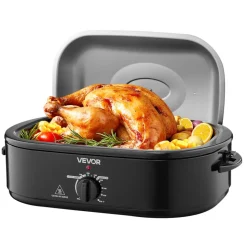 VEVOR Roaster Oven, 18QT Fast-Cooking Turkey Roaster, 150-450℉ Adjustable Temperature Turkey Oven with Self-Basting Lid, Removable Pan and Rack, Defrost & Warm Function, Electric Roasting Pan for Home