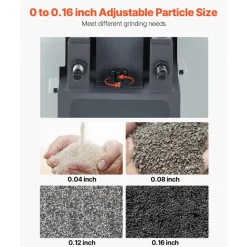 VEVOR Rock Crusher, 220V Double Roller Crushers, Industrial Shredder with 2.56x0.59 inch Dual Feed Inlets, 1740RPM Speed Stone Grinder Rock Crusher, 1.5KW Electric Shatter Pulverizer, 860kg/h Crushing