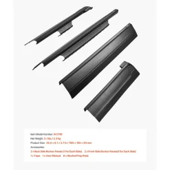 VEVOR Rocker Panel Guard, 4-Piece Set, Compatible with 1999-2006 Chevrolet Silverado Extended Cab, Replacement for 14089 Trail Armor Side Skirts Extension Body Kit, Driver Side, 3M Adhesive, Black