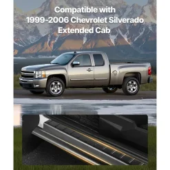 VEVOR Rocker Panel Guard, 4-Piece Set, Compatible with 1999-2006 Chevrolet Silverado Extended Cab, Replacement for 14089 Trail Armor Side Skirts Extension Body Kit, Driver Side, 3M Adhesive, Black