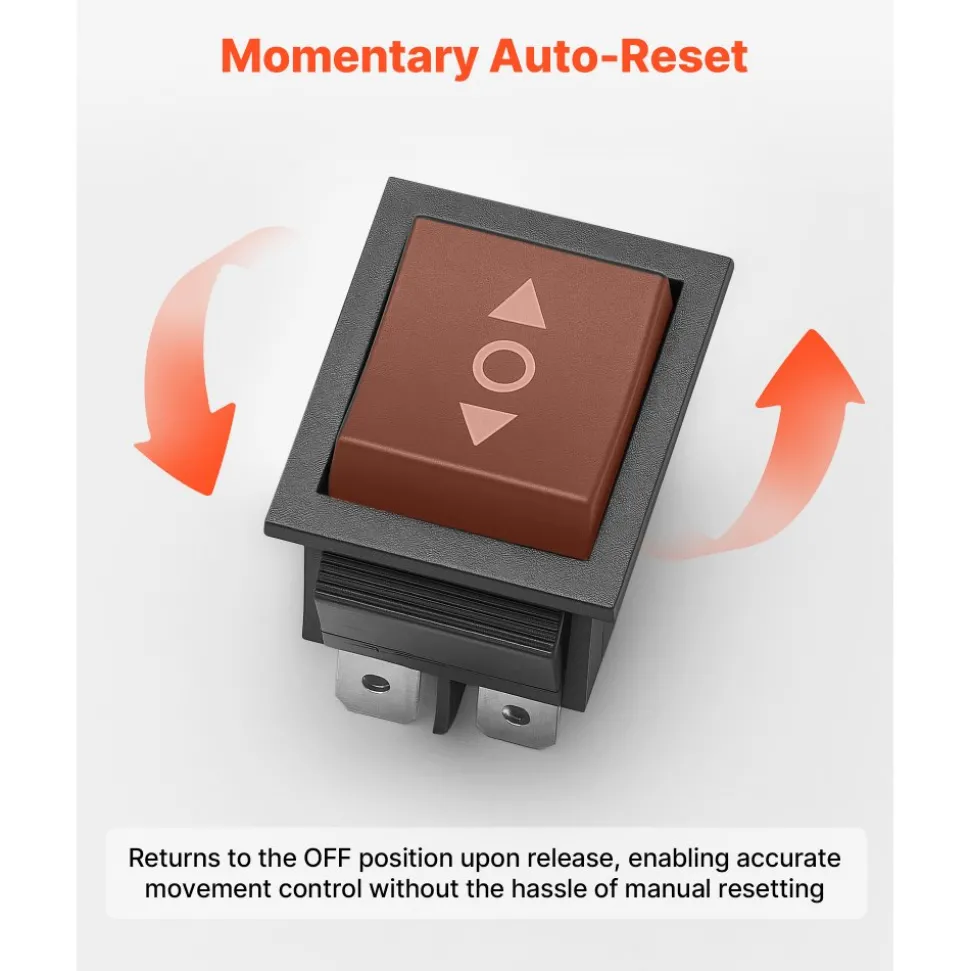 VEVOR Rocker Switch, 6 Pin Momentary DPDT Rocker Switch, 3-Position (ON)-Off-(ON) Polarity Reversing Switch AC 250V/16A 125V/ 20A for Auto Car Boat Household Appliances
