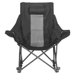 VEVOR Rocking Camping Chair, Portable Folding Rocker, Heavy-Duty Lawn Chair Recliner with Cupholder & Pocket, Supports 225lbs, Fully Padded Camp Chairs for Outdoor Patio Backyard Porch Garden
