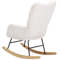 VEVOR Rocking Chair Nursery, Glider Rocking Chair with Soft Seat and High Backrest, 250 lbs Weight Capacity Teddy Fabric, Upholstered Glider Rocker Chair for Nursery, Bedroom, Living Room, Ivory White