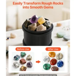 VEVOR Rock Tumbler Kit, 4lbs Rock Polishing Kit, 4 Speed Settings 9-Day Polishing Timer Stone Polishing Kit, Belt-Free Rock Polisher with Adapter & Overload Protection, Rock Polisher for Adults Kids