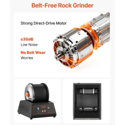 VEVOR Rock Tumbler Kit, 4lbs Rock Polishing Kit, 4 Speed Settings 9-Day Polishing Timer Stone Polishing Kit, Belt-Free Rock Polisher with Adapter & Overload Protection, Rock Polisher for Adults Kids