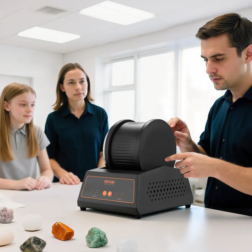 VEVOR Rock Tumbler Kit, 4lbs Rock Polishing Kit, 4 Speed Settings 9-Day Polishing Timer Stone Polishing Kit, Belt-Free Rock Polisher with Adapter & Overload Protection, Rock Polisher for Adults Kids