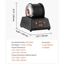 VEVOR Rock Tumbler Kit, 4lbs Rock Polishing Kit, 4 Speed Settings 9-Day Polishing Timer Stone Polishing Kit, Belt-Free Rock Polisher with Adapter & Overload Protection, Rock Polisher for Adults Kids