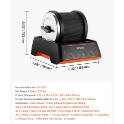 VEVOR Rock Tumbler Kit, 2 lbs Rock Polishing Kit, 4 Speed Settings 9-Day Polishing Timer Stone Polishing Kit, Rock Polisher with Rough Gemstones and Polishing Grits, Rock Polisher for Adults Kids
