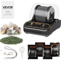 VEVOR Rock Tumbler, 1 lb Rock Polishing Machine, Rocks Tumbling Kit with 4-Speed Adjustment, 1–9 Day Timer, PC Sound Reduction Cover & TPU Drum, Direct Drive Motor Rocks Polishing, Quiet Operation