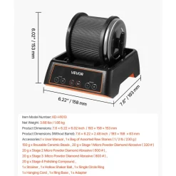 VEVOR Rock Tumbler, 1 lb Rock Polishing Machine, Rocks Tumbling Kit with 4-Speed Adjustment, 1–9 Day Timer, Direct Drive Motor Rocks Polishing Kit for Rose Quartz, Amethyst, Quiet Operation