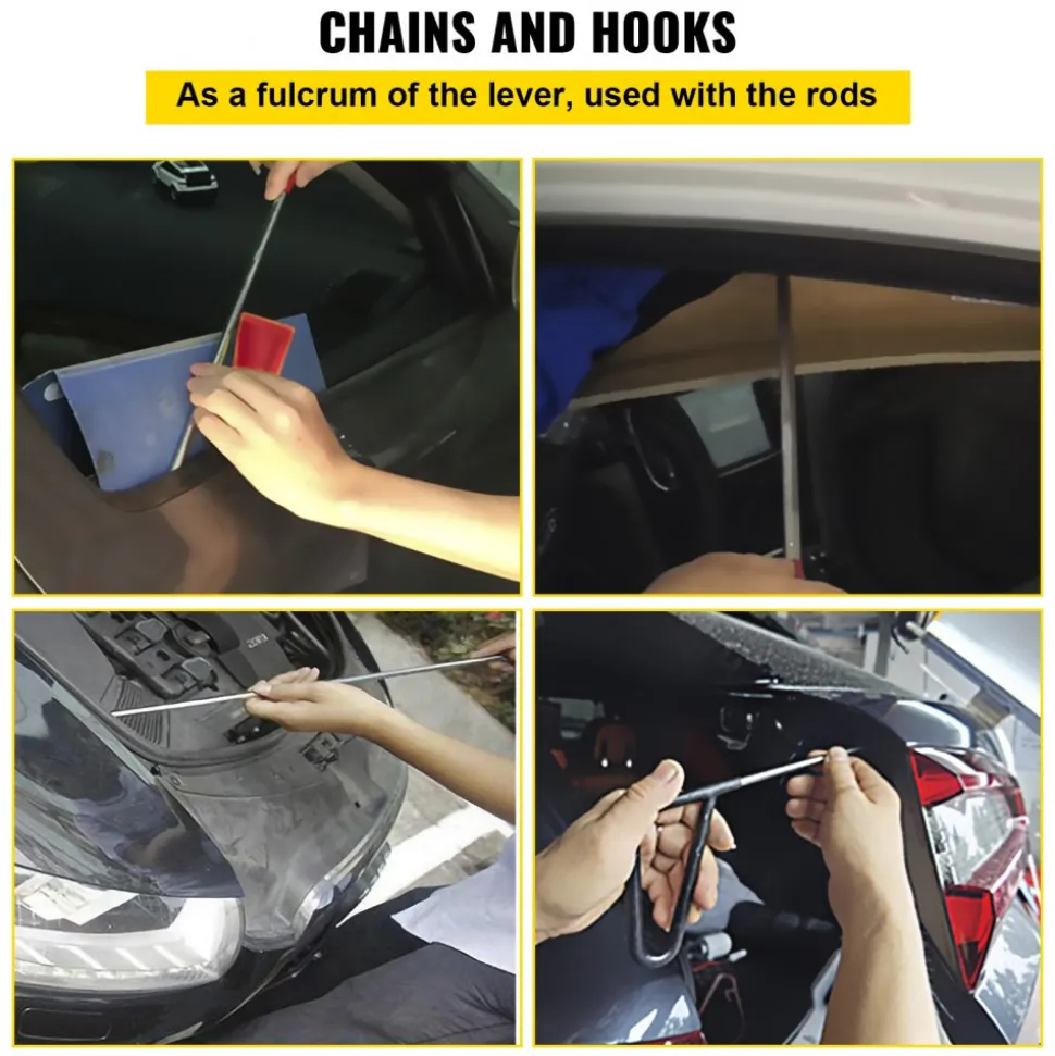 VEVOR Rods Dent Removal Kit, 20 Pcs Paintless Dent Repair Rods, Stainless Steel Dent Rods, Whale Tail Dent Repair Tools, Professional Hail Dent Removal Tool For Minor Dents, Door Dings And Hail Damage