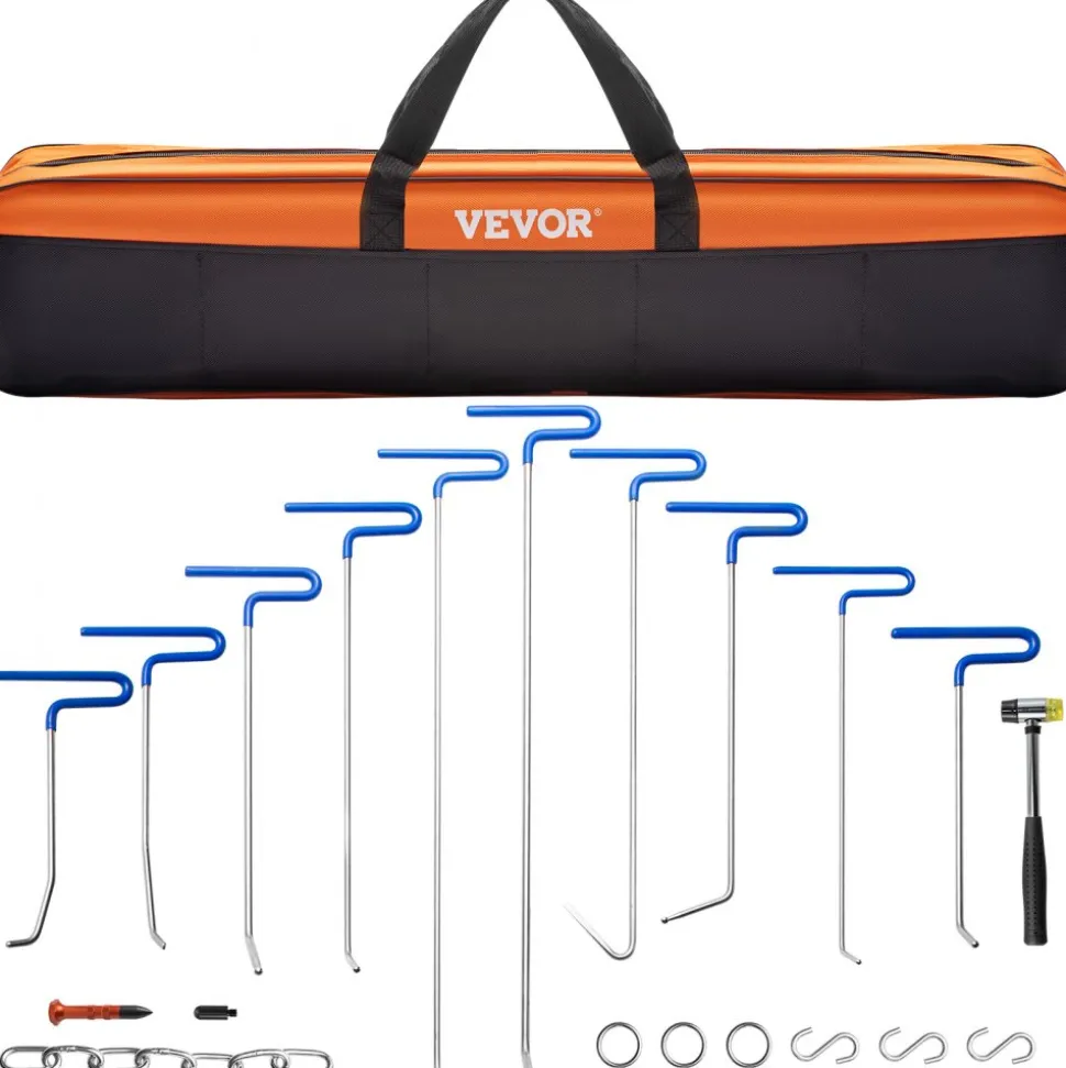 VEVOR Rods Dent Removal Kit, 20 Pcs Paintless Dent Repair Rods, Stainless Steel Dent Rods, Whale Tail Dent Repair Tools, Professional Hail Dent Removal Tool For Minor Dents, Door Dings And Hail Damage