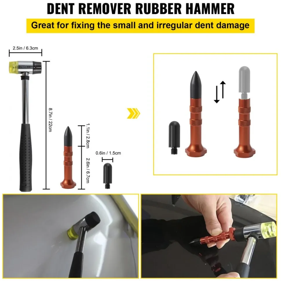 VEVOR Rods Dent Removal Kit, 20 Pcs Paintless Dent Repair Rods, Stainless Steel Dent Rods, Whale Tail Dent Repair Tools, Professional Hail Dent Removal Tool For Minor Dents, Door Dings And Hail Damage
