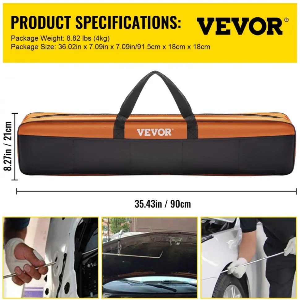 VEVOR Rods Dent Removal Kit, 20 Pcs Paintless Dent Repair Rods, Stainless Steel Dent Rods, Whale Tail Dent Repair Tools, Professional Hail Dent Removal Tool For Minor Dents, Door Dings And Hail Damage