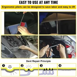 VEVOR Rods Dent Removal Kit, 21 Pcs Paintless Dent Repair Rods, Stainless Steel Dent Rods, Whale Tail Dent Repair Tools, Professional Hail Dent Removal Tool For Minor Dents, Door Dings And Hail Damage