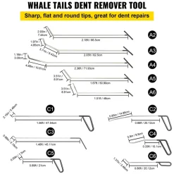 VEVOR Rods Dent Removal Kit, 21 Pcs Paintless Dent Repair Rods, Stainless Steel Dent Rods, Whale Tail Dent Repair Tools, Professional Hail Dent Removal Tool For Minor Dents, Door Dings And Hail Damage
