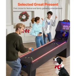 VEVOR 9' Roll and Score Classic Arcade Game Table,  with LED Electronic Scorer & Track Lighting, Sound, Automatic Ball Return, Adults Kids Home Recreation Game Room, 4 Balls Included