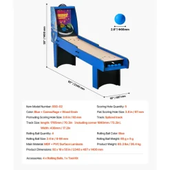 VEVOR 8' Roll and Score Classic Arcade Game Table, Arcade Machine Indoor with Electronic Scorer, Sound, Automatic Ball Return for Adults Kids Family Recreation Game Room, 4 Balls Included