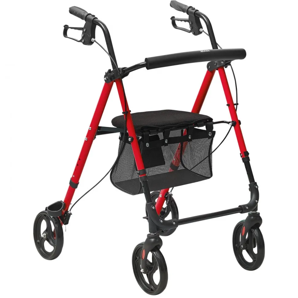 VEVOR Rollator Walker for Seniors and Adult, Lightweight Aluminum Foldable Rolling Walker with Adjustable Seat and Handle, Outdoor Mobility Rollator Walker with 8" All Terrain Wheels, 300LBS Capacity
