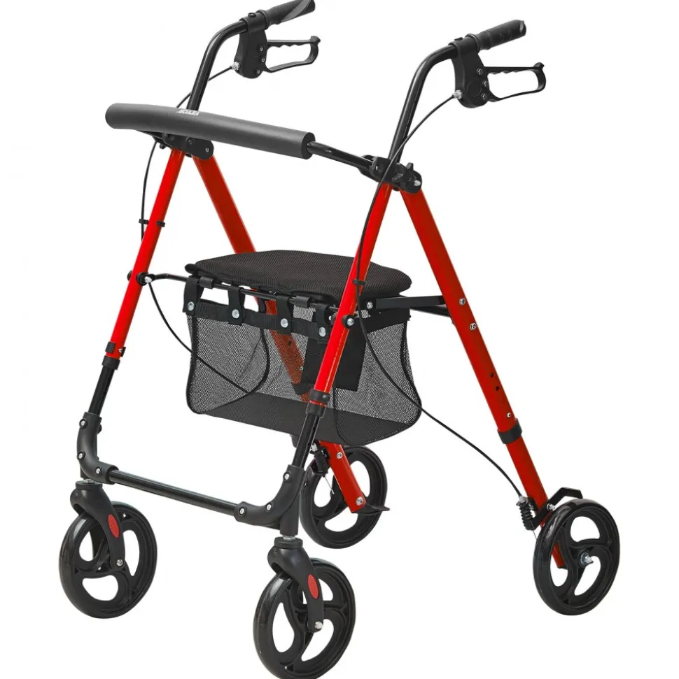 VEVOR Rollator Walker for Seniors and Adult, Lightweight Aluminum Foldable Rolling Walker with Adjustable Seat and Handle, Outdoor Mobility Rollator Walker with 8" All Terrain Wheels, 300LBS Capacity