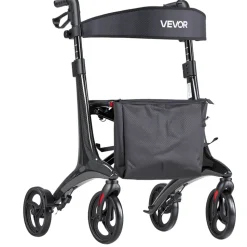 VEVOR Rollator Walker with Seat for Seniors, Foldable Lightweight Rolling Walker, Carbon Fiber Mobility Walking Aid with 8