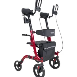 VEVOR Rollator Walker with Seat for Seniors, Foldable Rolling Walker, Lightweight Aluminum Mobility Walking Aid with PVC Solid Wheels, Adjustable Handle, Storage Bag, Cup/Cane Holder - Supports 300LBS