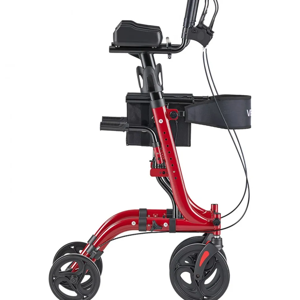 VEVOR Rollator Walker with Seat for Seniors, Ultra Compact 3-Fold Rolling Walker, Lightweight Aluminum Mobility Walking Aid with PU Solid Wheels, Adjustable Handle, Cup & Cane Holder - Supports 300LBS