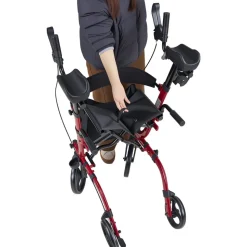 VEVOR Rollator Walker with Seat for Seniors, Ultra Compact 3-Fold Rolling Walker, Lightweight Aluminum Mobility Walking Aid with PU Solid Wheels, Adjustable Handle, Cup & Cane Holder - Supports 300LBS
