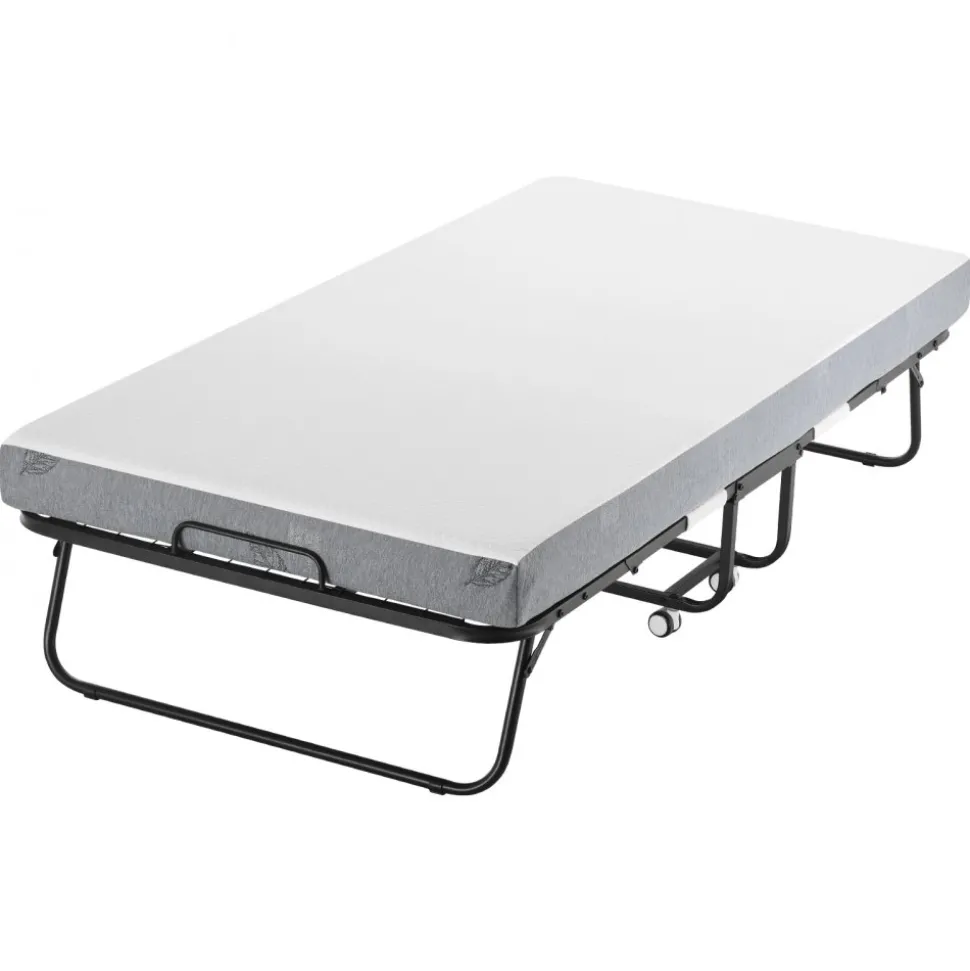 VEVOR Rollaway Bed, 38 in x 75 in Folding Bed with 5 in Mattress, Twin Size Foldable Bed with Sturdy Metal Frame & Memory Foam Mattress, Portable Twin Roll Away Bed with Mattress, for Adults, Guest