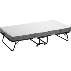VEVOR Rollaway Bed, 38 in x 75 in Folding Bed with 5 in Mattress, Twin Size Foldable Bed with Sturdy Metal Frame & Memory Foam Mattress, Portable Twin Roll Away Bed with Mattress, for Adults, Guest