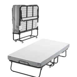 VEVOR Rollaway Bed, 38 in x 75 in Folding Bed with 5 in Mattress, Twin Size Foldable Bed with Sturdy Metal Frame & Memory Foam Mattress, Portable Twin Roll Away Bed with Mattress, for Adults, Guest