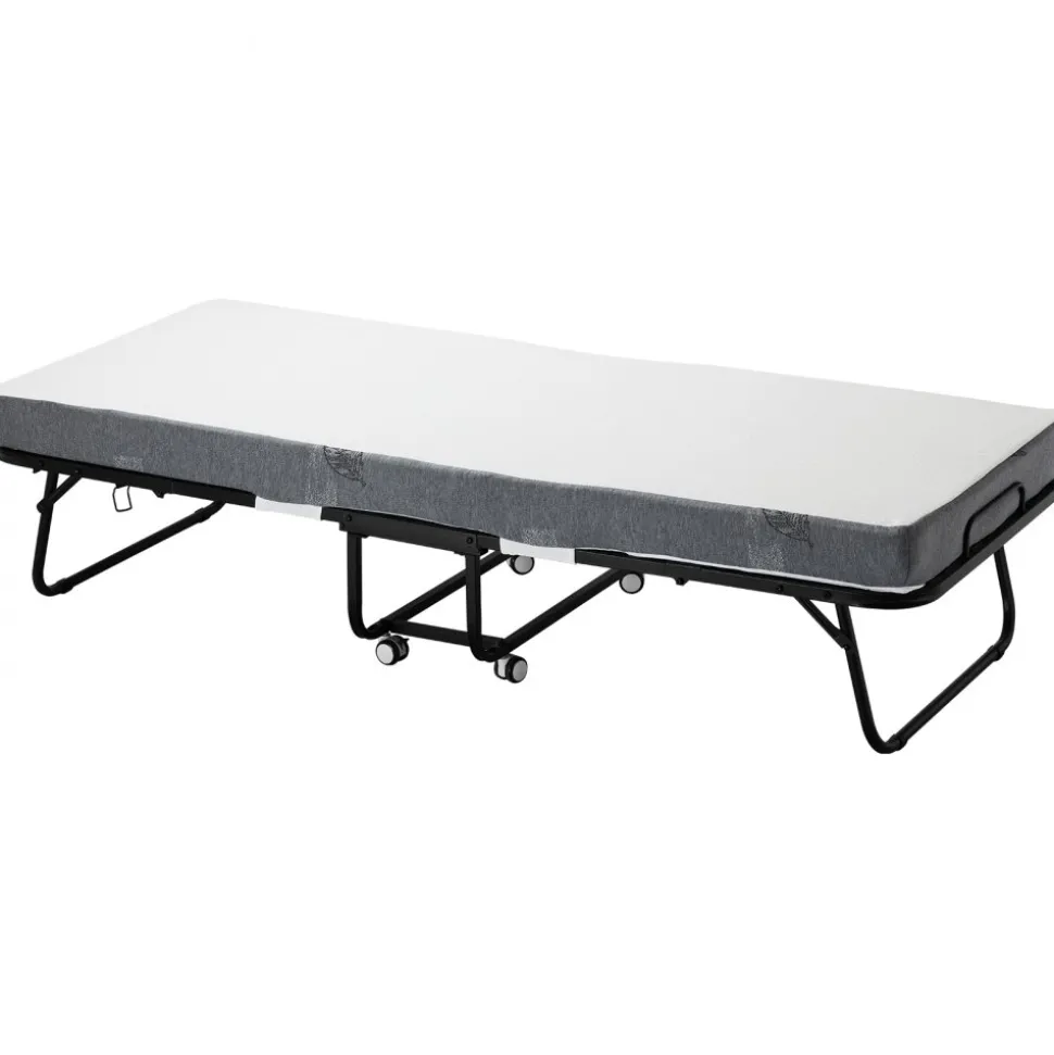 VEVOR Rollaway Bed, 31 in x 75 in Folding Bed with 4 in Mattress, Twin Size Foldable Bed with Sturdy Metal Frame & Memory Foam Mattress, Portable Twin Roll Away Bed with Mattress, for Adults, Guest