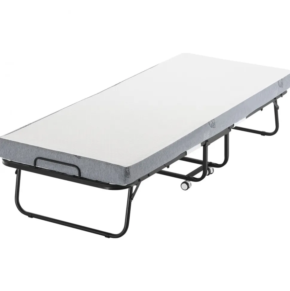 VEVOR Rollaway Bed, 31 in x 75 in Folding Bed with 4 in Mattress, Twin Size Foldable Bed with Sturdy Metal Frame & Memory Foam Mattress, Portable Twin Roll Away Bed with Mattress, for Adults, Guest