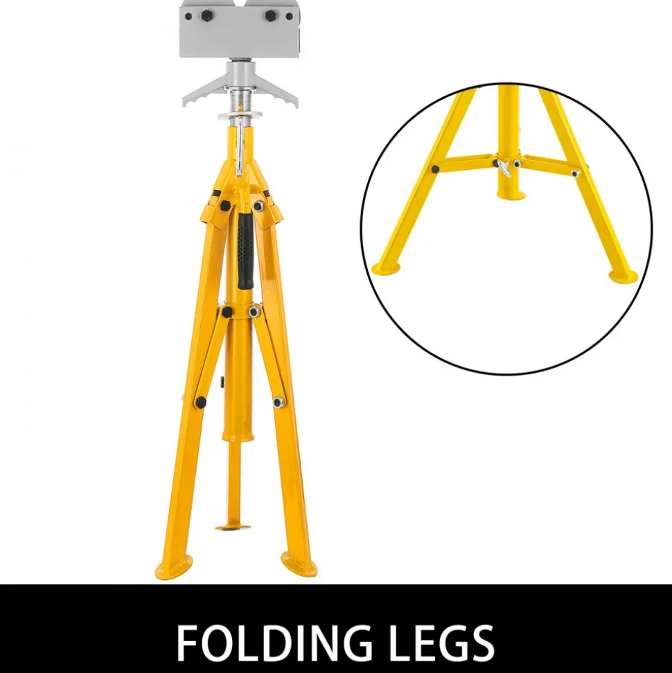 VEVOR Roller Pipe Stand for 1/8 in -12 in Pipes, 2500Lbs Capacity Pipe Stands with Adjustable Height 32"-55", Folding Portable Stand with Roller Head