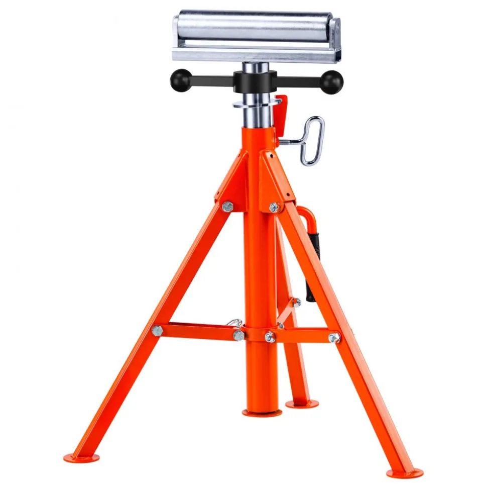 VEVOR Roller Stand, Heavy Duty 2500 LBS Load Capacity, 27.6"-52" Height Adjustable, 45# Steel Folding Roller Support Stand for Pipes, Wooden Boards
