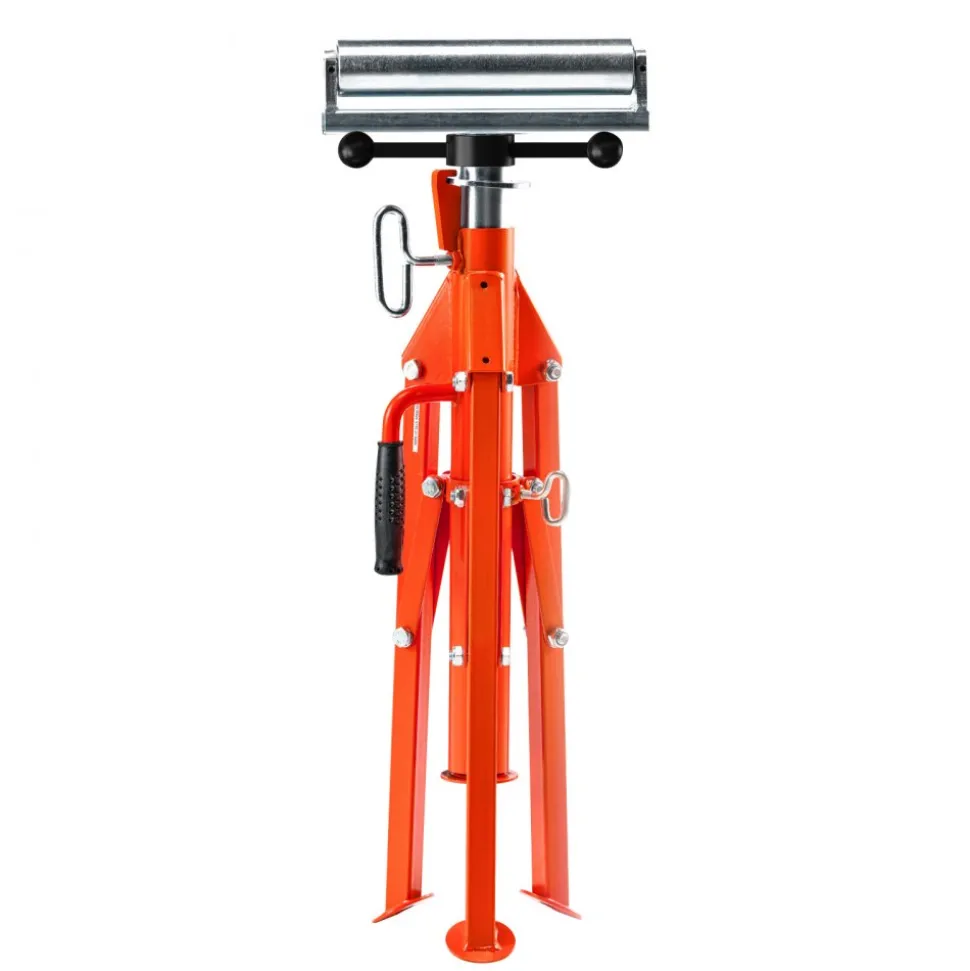 VEVOR Roller Stand, Heavy Duty 2500 LBS Load Capacity, 27.6"-52" Height Adjustable, 45# Steel Folding Roller Support Stand for Pipes, Wooden Boards