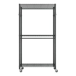 VEVOR Rolling Clothes Rack, Heavy Duty Clothing Garment Rack, 3 Adjustable Tiers Clothing Racks with Carbon Steel, 450 lbs Load Capacity Closet Wardrobe for Bedroom, Clothing Store, Hallway