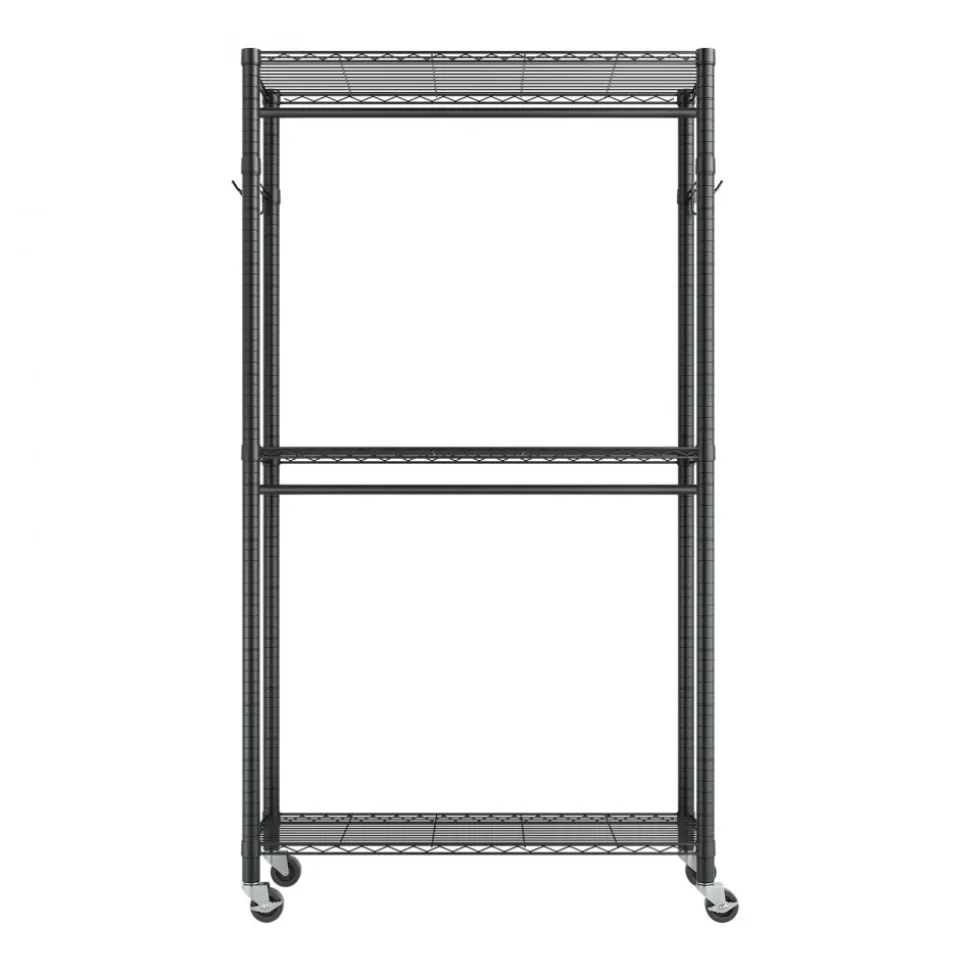 VEVOR Rolling Clothes Rack, Heavy Duty Clothing Garment Rack, 3 Adjustable Tiers Clothing Racks with Carbon Steel, 450 lbs Load Capacity Closet Wardrobe for Bedroom, Clothing Store, Hallway