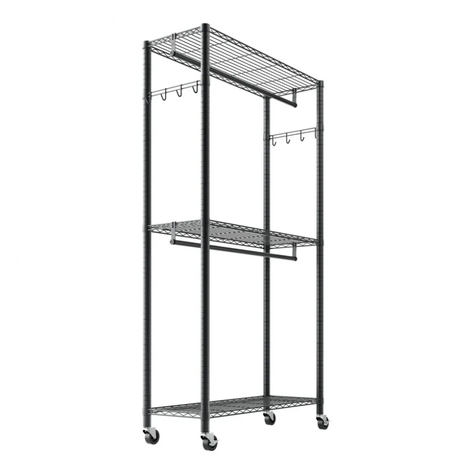 VEVOR Rolling Clothes Rack, Heavy Duty Clothing Garment Rack, 3 Adjustable Tiers Clothing Racks with Carbon Steel, 450 lbs Load Capacity Closet Wardrobe for Bedroom, Clothing Store, Hallway