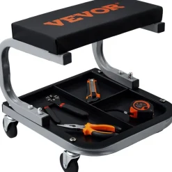 VEVOR Rolling Creeper Garage/Shop Seat, 250 LBS Capacity Padded Rolling Workshop Stool with Tool Tray Storage, Mechanic Stool for Garage, Shop, Auto Repair, Black