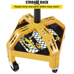 VEVOR Rolling Garage Stool, 300LBS Capacity, Adjustable Height from 24 in to 28.7 in, Mechanic Seat with 360-degree Swivel Wheels and Tool Tray, for Workshop, Auto Repair Shop, Yellow