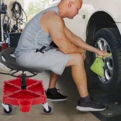 VEVOR Rolling Garage Stool, 300LBS Capacity, Adjustable Height from 18 in to 23 in, 360-degree Swivel Wheels (4