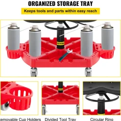 VEVOR Rolling Garage Stool, 300LBS Capacity, Adjustable Height from 18 in to 23 in, 360-degree Swivel Wheels (4