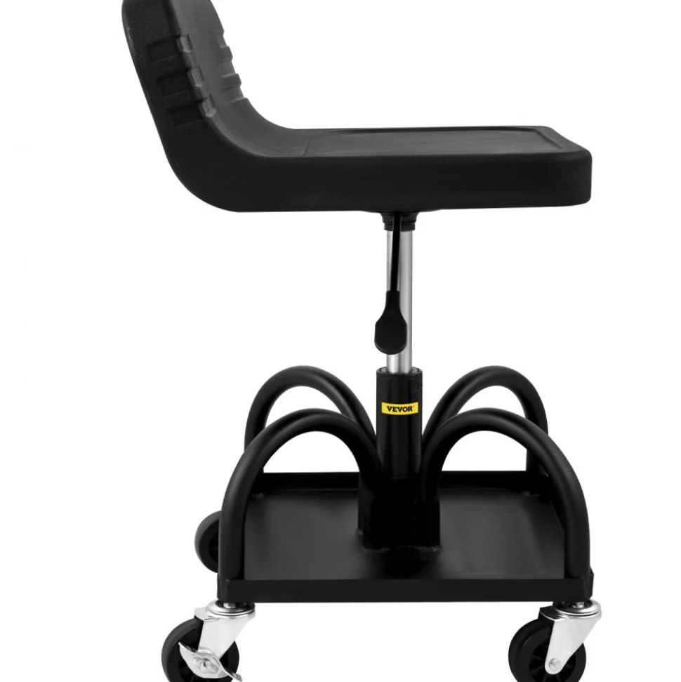 VEVOR Rolling Garage Stool, 300LBS Capacity, Adjustable Height from 15.7 in to 20.5 in, Mechanic Seat with 360-degree Swivel Wheels and Tool Tray, for Workshop, Auto Repair Shop, Black