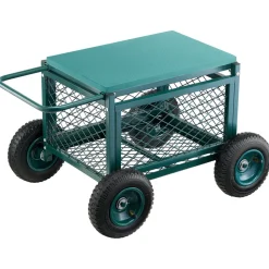 VEVOR Rolling Garden Cart with Seat, Metal Rolling Garden Work Seat with Wheels, Supports up to 400 LBS, Heavy Duty Gardening Cart Scooter, Outdoor Wagon & Stool on Wheels for Lawn, Patio, Backyard