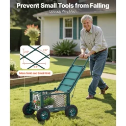 VEVOR Rolling Garden Cart with Seat, Metal Rolling Garden Work Seat with Wheels, Supports up to 400 LBS, Heavy Duty Gardening Cart Scooter, Outdoor Wagon & Stool on Wheels for Lawn, Patio, Backyard
