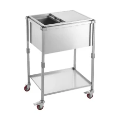 VEVOR Rolling Ice Chest Cooler Cart Stainless Steel Cooling Bin 44.8 Quart, Outdoor Stand Up Cooler Trolley with Wheels, Sliding Lid, Shelf, for Patio Backyard Party Bar Cold Drinks, 26x19.9x38.8 in