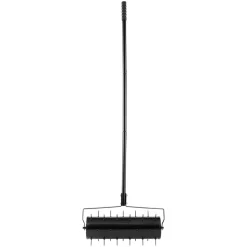 VEVOR Rolling Lawn Aerator, 21-inch Heavy-Duty Manual Rolling Aerator Lawn with Detachable Handle and 33 Iron Spikes, Rolling Lawn Aeration Tool for Garden Patio Yard Compacted Soils and Lawns, Black